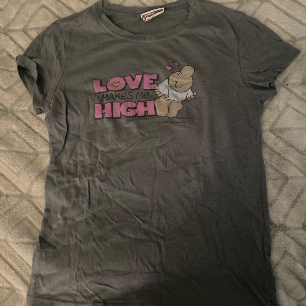 Mighty Fine Gray Short Sleeve Tee with Love Graphic